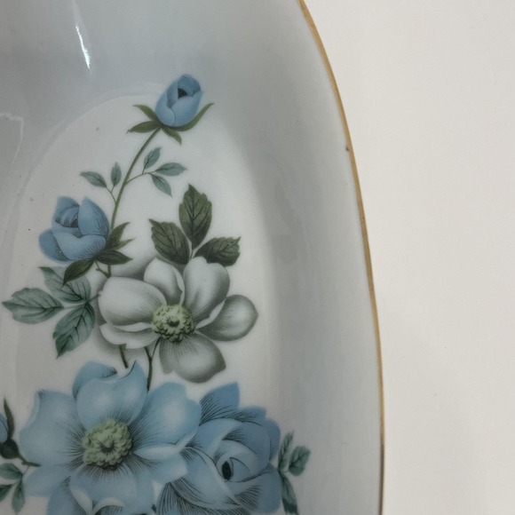 Tilso Japan Vintage Butter Dish Trinket Dish Shades of Blue Roses - Picture 7 of 16